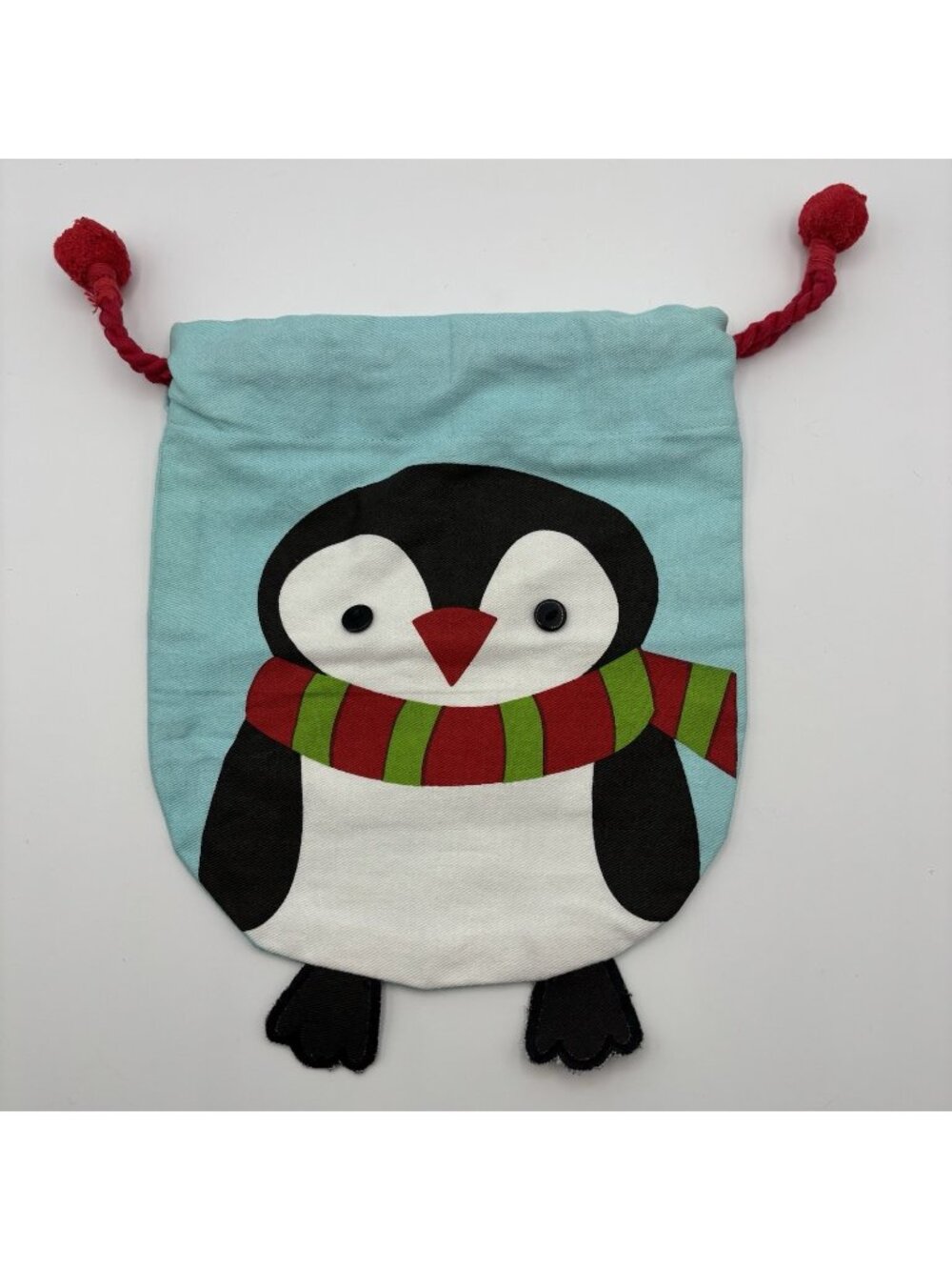 Winter Penguin Drawstring Pouch with Feet Day Bag Christmas Holiday Gift Bag